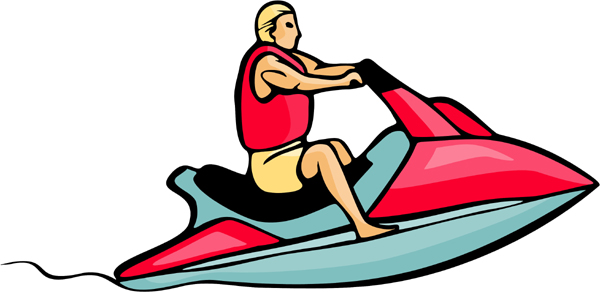 Jet ski rider full color action sports decal. Personalize as you order. AUTO_BOAT_5C_18