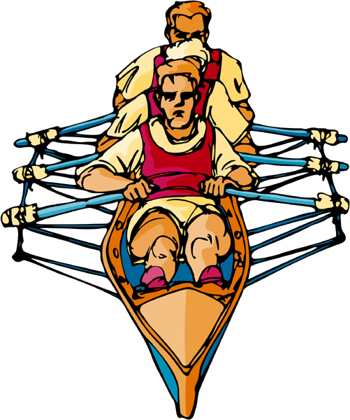 Rowing team sports action sticker. Personalize on line. AUTO_BOAT_6C_04