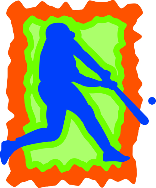 Baseball batter full color sports sticker. Personalize on line. BASEBALL_3C_21