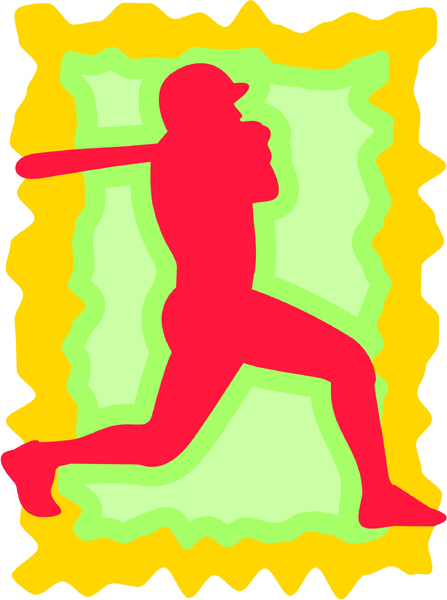 Baseball color action sports decal. Customize on line. BASEBALL_3C_23