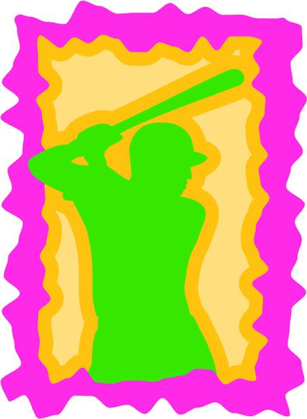Baseball batter action full color sports sticker. Customize on line. BASEBALL_3C_26