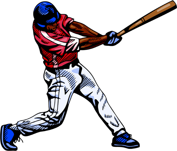 Baseball action sports decal in color. Personalize on line. BASEBALL_4C_00