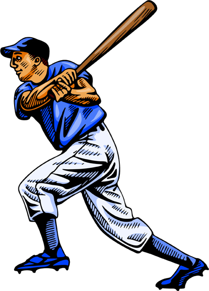 Baseball batter action sports sticker in full color. Personalize on line. BASEBALL_4C_01