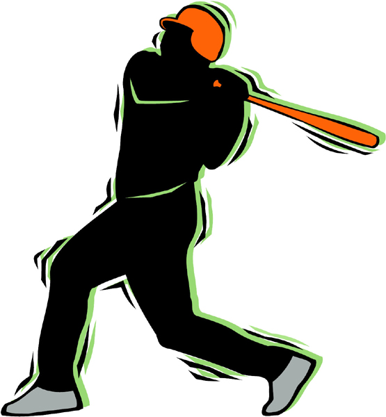 Baseball action player color sports sticker. Customize on line. BASEBALL_4C_10