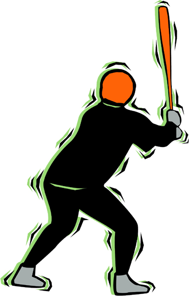 Baseball batter color sports sticker. Customize on line. BASEBALL_4C_13