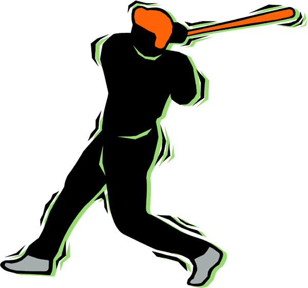 Baseball action batter color sports sticker. Customize on line. BASEBALL_4C_14