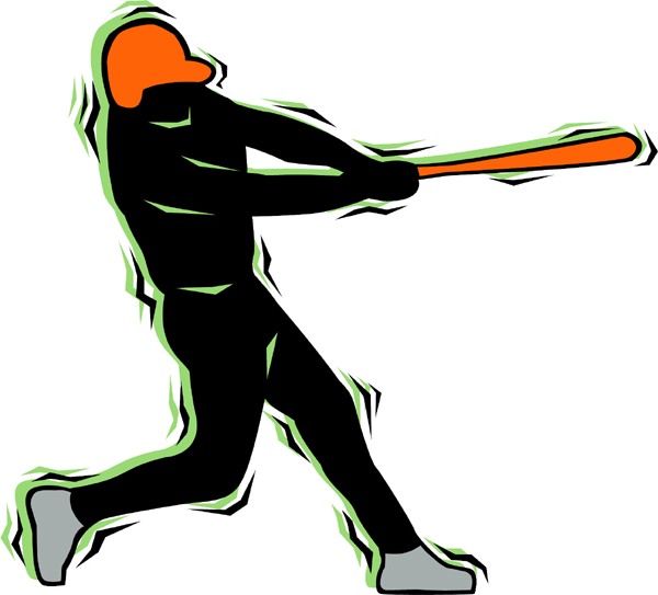 Baseball batter color sports sticker. Customize on line. BASEBALL_4C_15