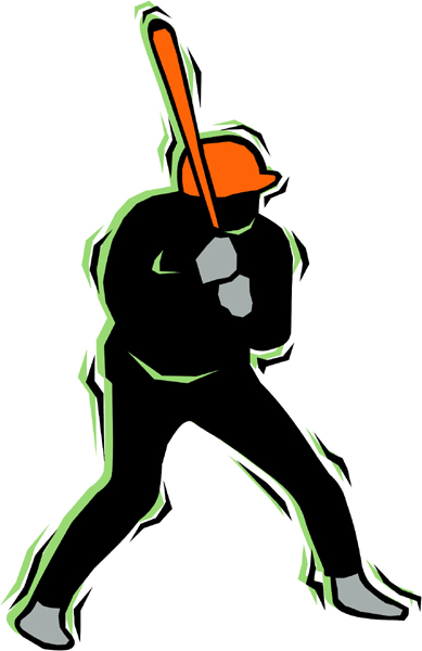 Man at bat full color sports sticker. Personalize on line. BASEBALL_4C_16