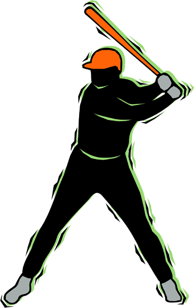 Baseball batter color action sports decal. Customize on line. BASEBALL_4C_17