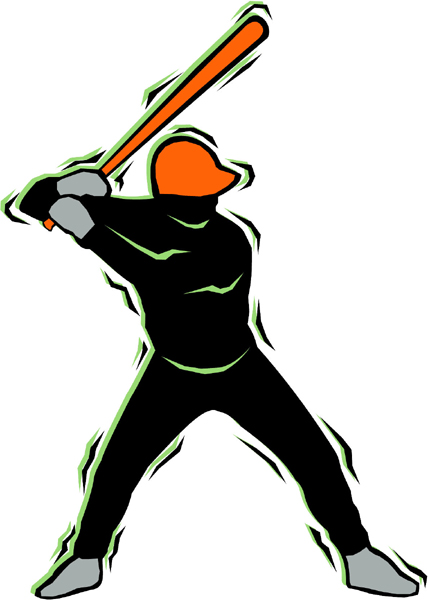 Baseball player full color action sports sticker. Personalize on line. BASEBALL_4C_19