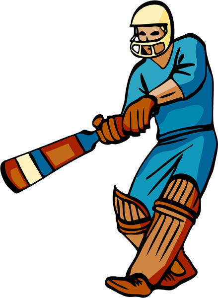 Cricket player color sports sticker. Customize on line. BASEBALL_4C_31