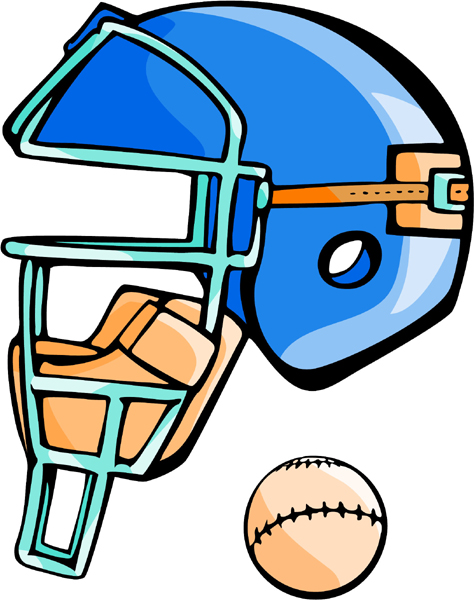 Catcher's mask and baseball full color sports decal. Customize on line. BASEBALL_5C_13