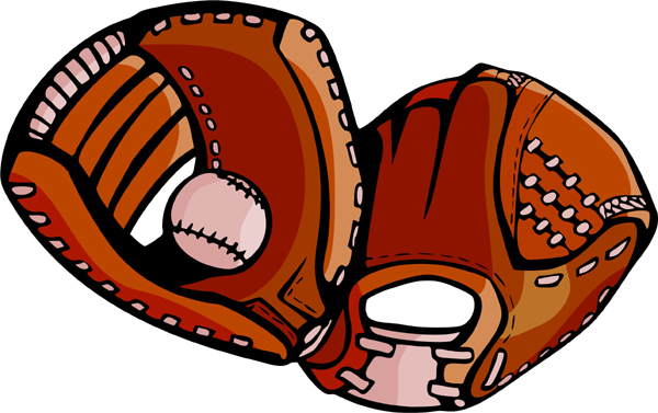 Baseball and mitts full color sports decal. Customize on line. BASEBALL_5C_15
