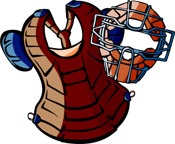 Catcher's mask and padding full color sports sticker. Customize on line. BASEBALL_5C_23