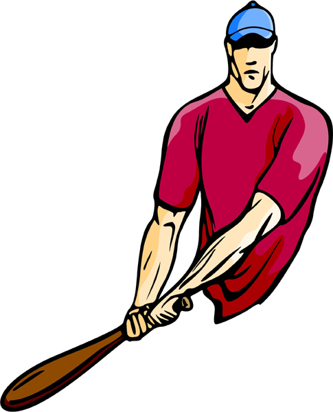 Baseball player with bat full color action sports sticker. Personalize on line. BASEBALL_5C_25