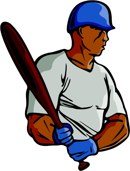 Batter up full color action sports decal. Customize on line. BASEBALL_5C_27