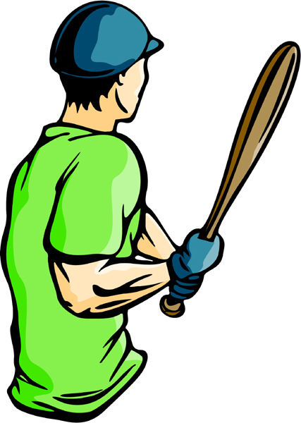 Baseball player at bat color sports sticker. Make it personal! BASEBALL_5C_29