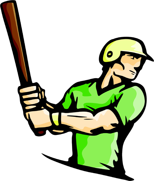 Batter up! Baseball player sports sticker in full color. Make it your own. BASEBALL_5C_40