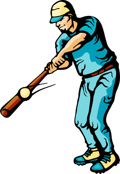 Baseball batter full color action sports sticker. Personalize on line as you order. BASEBALL_5C_48