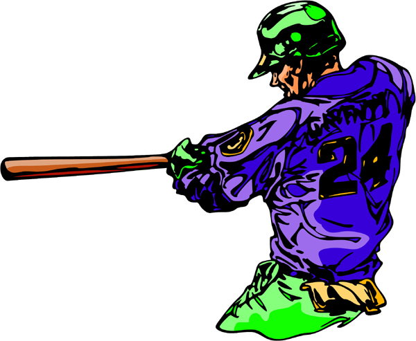 Baseball batter full color sports decal. Customize on line. BASEBALL_6C_03