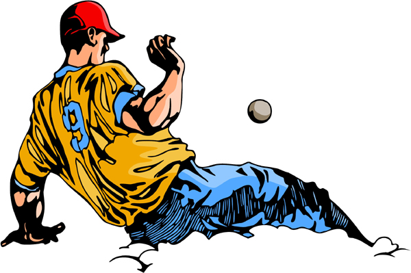 Baseball action color sports sticker. Customize on line. BASEBALL_6C_29