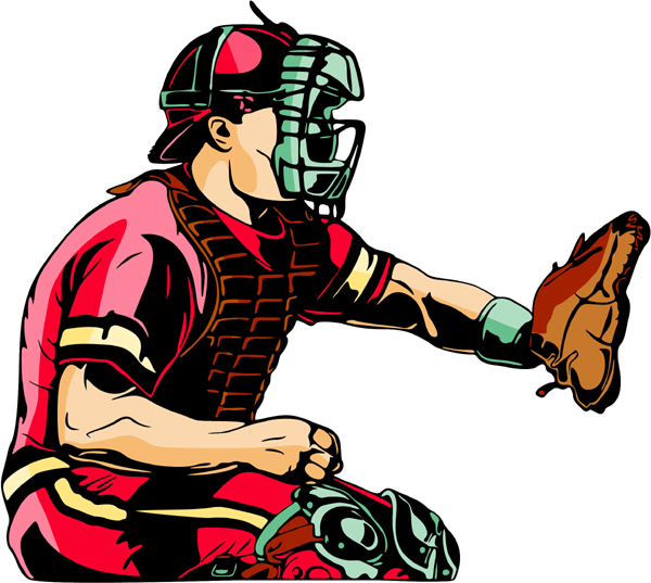 Baseball catcher full color sports sticker. Customize as you order. BASEBALL_6C_45