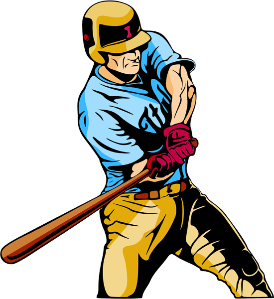 Baseball batter full color sports sticker. Customize on line. BASEBALL_6C_47