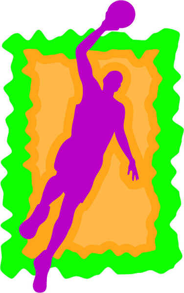 Basketball action full color sports sticker. Personalize as you order. BASKETBALL_3C_08