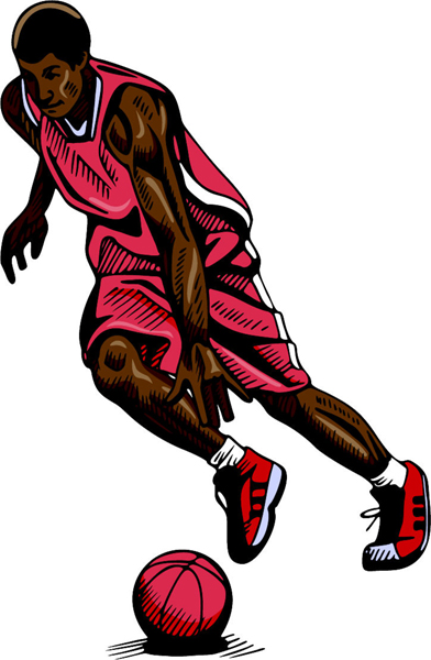 Basketball player full color sports sticker. Personalize on line. BASKETBALL_4C_01