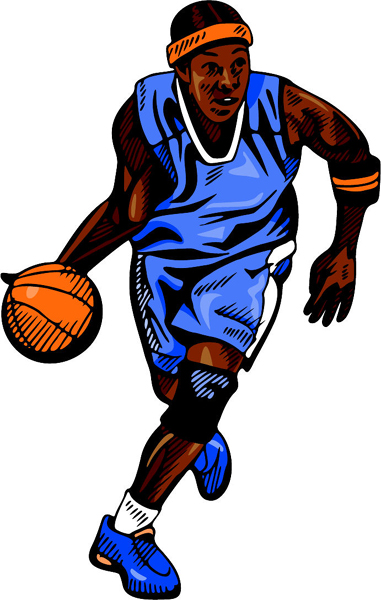Basketball player full color action sports decal. Personalize as you order. BASKETBALL_4C_04
