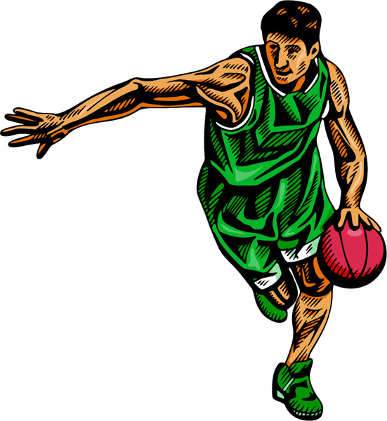 Basketball player full color sports decal. Customize on line. BASKETBALL_4C_05
