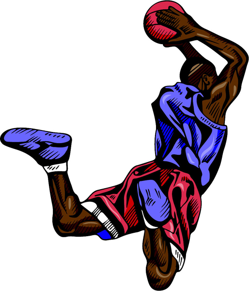 Basketball player full color sports sticker. Personalize on line. BASKETBALL_4C_07