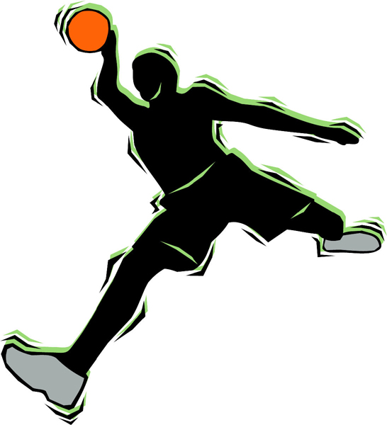 Basketball play action sports sticker in color. Personalize on line. BASKETBALL_4C_14