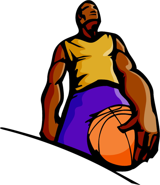 Basketball player full color action sports sticker. Personalize on line. BASKETBALL_5C_05