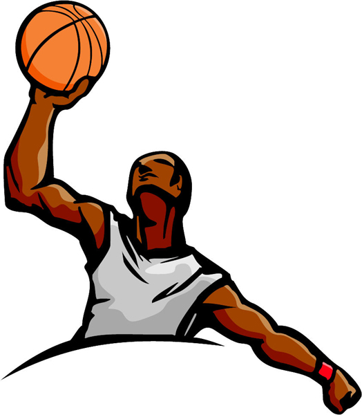 Basketball action color sports decal. Personalize on line. BASKETBALL_5C_06