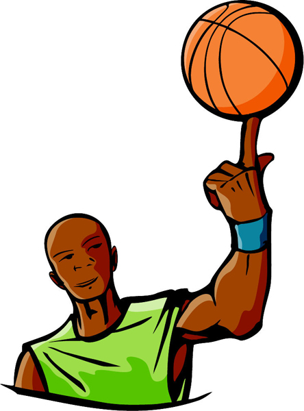 Basketball action sports sticker in full color. Personalize on line. BASKETBALL_5C_07