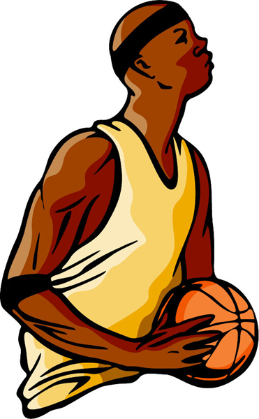 Basketball action color sports decal. Customize on line. BASKETBALL_5C_14
