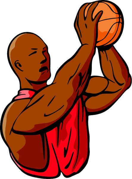 Basketball player full color sports sticker. Personalize on line. BASKETBALL_5C_16