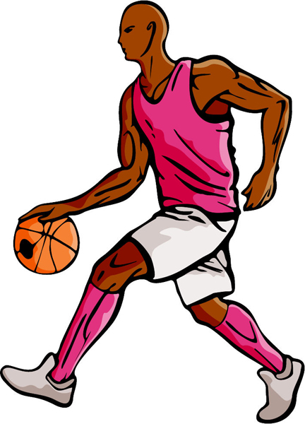 Basketball player full color action sports decal. Customize on line. BASKETBALL_5C_21