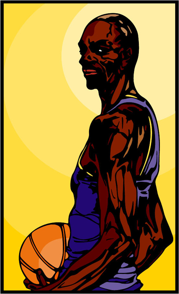 Basketball player full color sports sticker. Customize on line. BASKETBALL_6C_03