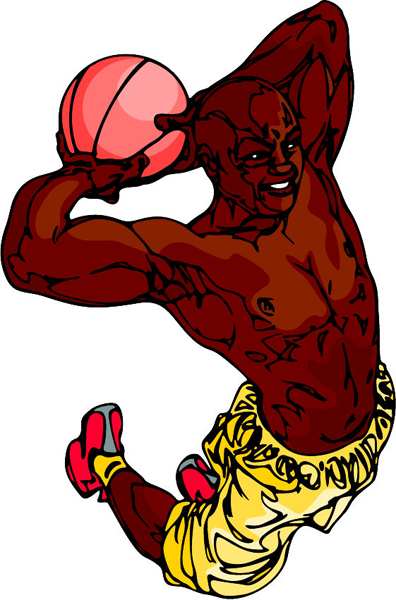 Basketball action full color sports sticker. Personalize as you order. BASKETBALL_6C_04