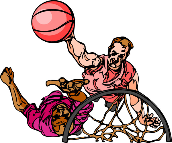 Basketball game color sports sticker. Make it your own. BASKETBALL_6C_07