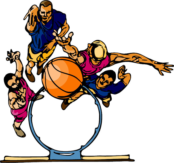 Basketball game full color sports sticker. Customize on line. BASKETBALL_6C_09