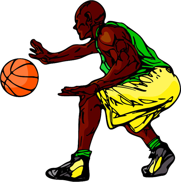 Basketball player full color sports sticker. Personalize on line. BASKETBALL_6C_10