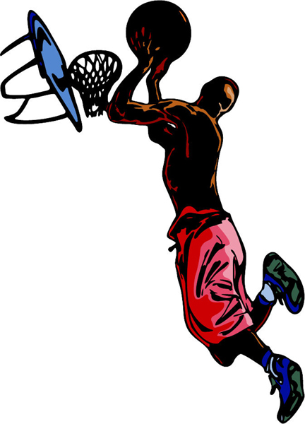 Basketball action full color sports sticker. Make it yours! BASKETBALL_6C_23