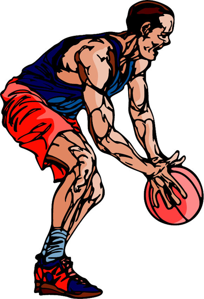 Basketball sports sticker in full color. Customize on line. BASKETBALL_6C_27