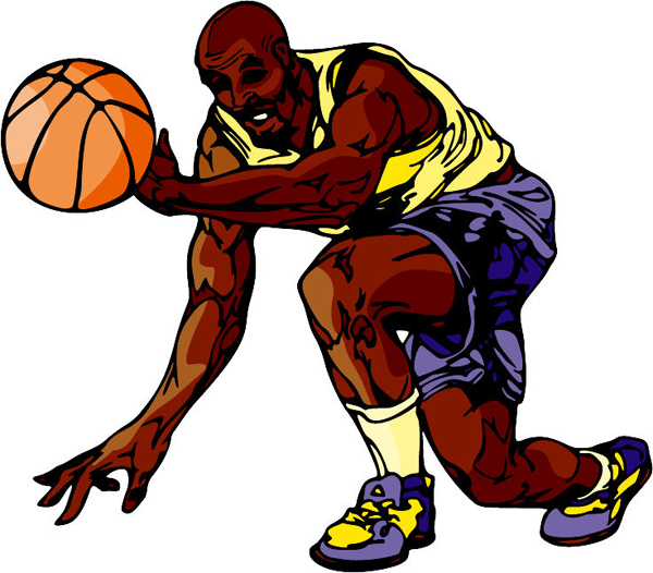 Basketball action player full color sports sticker. Customize on line. BASKETBALL_6C_31