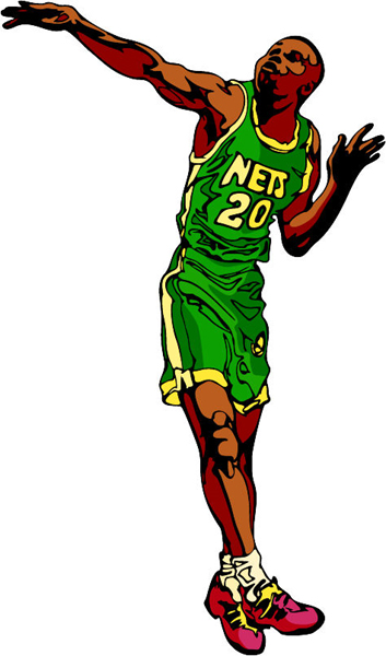 Basketball player full color sports decal. Customize on line. BASKETBALL_6C_34