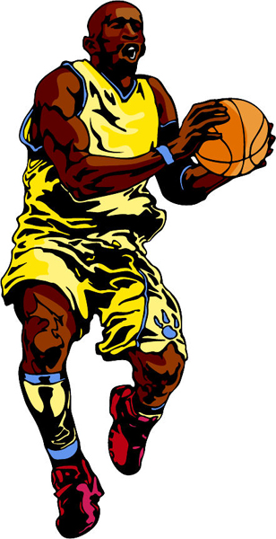 Basketball action color sports decal. Customize on line. BASKETBALL_6C_35