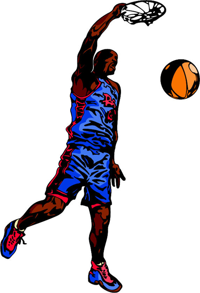 Basketball player action full color sports decal. Personalize as you order. BASKETBALL_6C_37